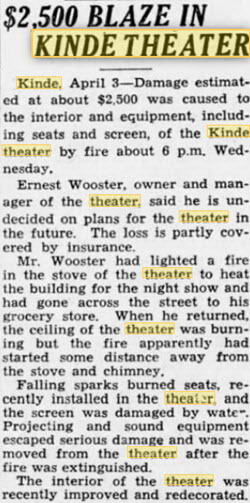 Kinde Theatre - April 3 1941 Fire (newer photo)